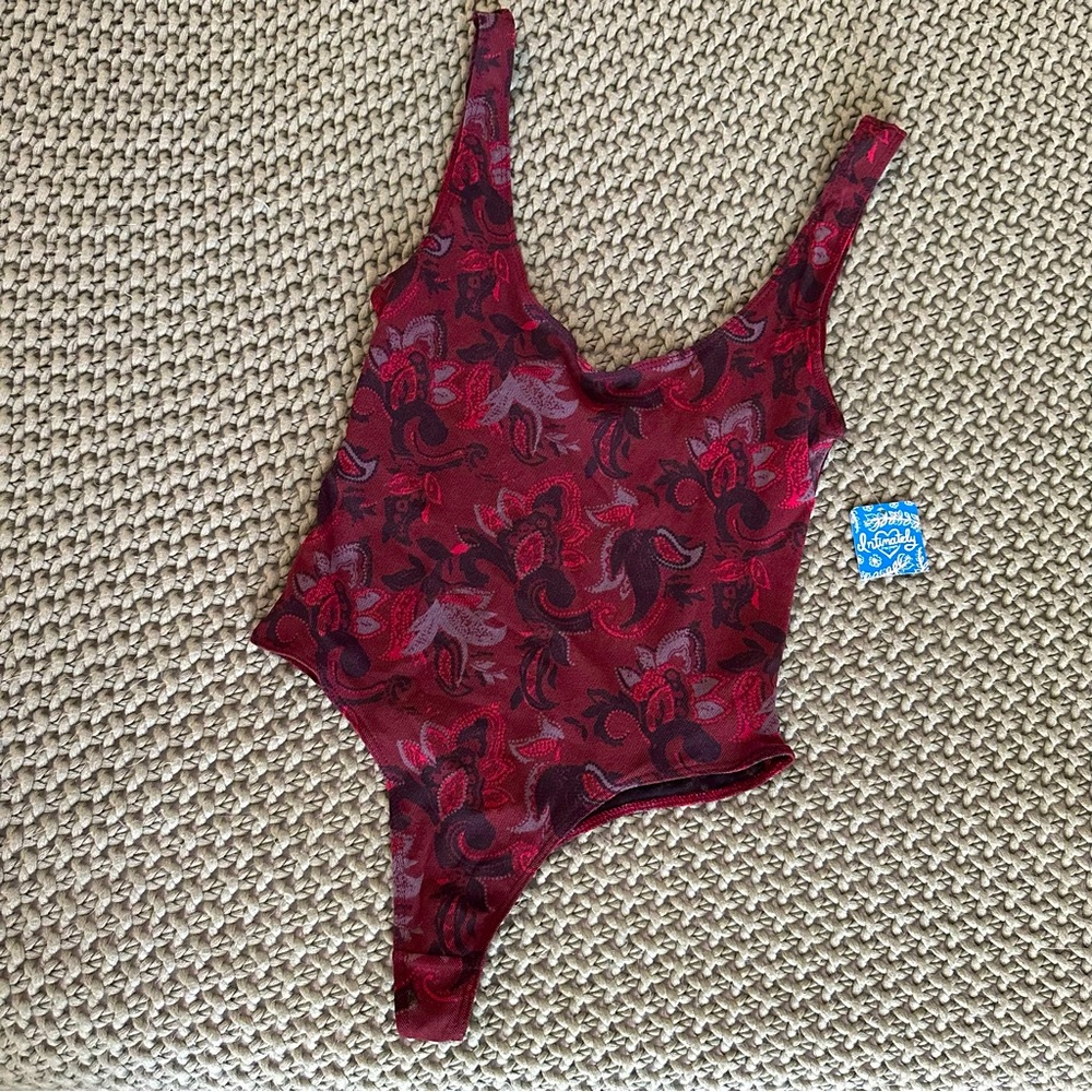 Free People Mesh Body Suit Merlot